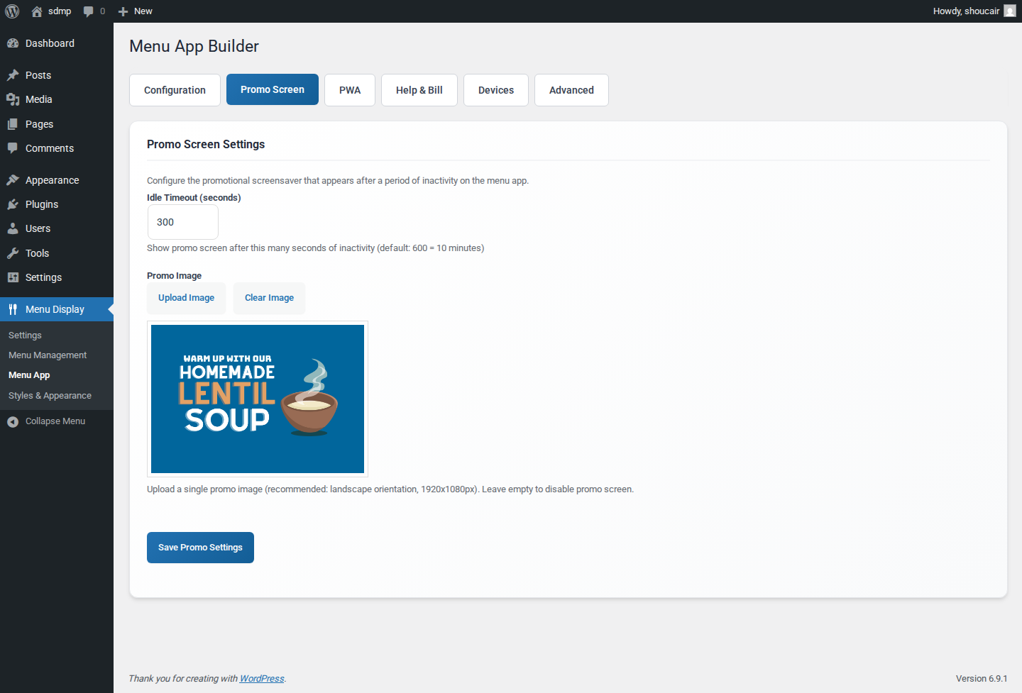 Menu App Promo Display